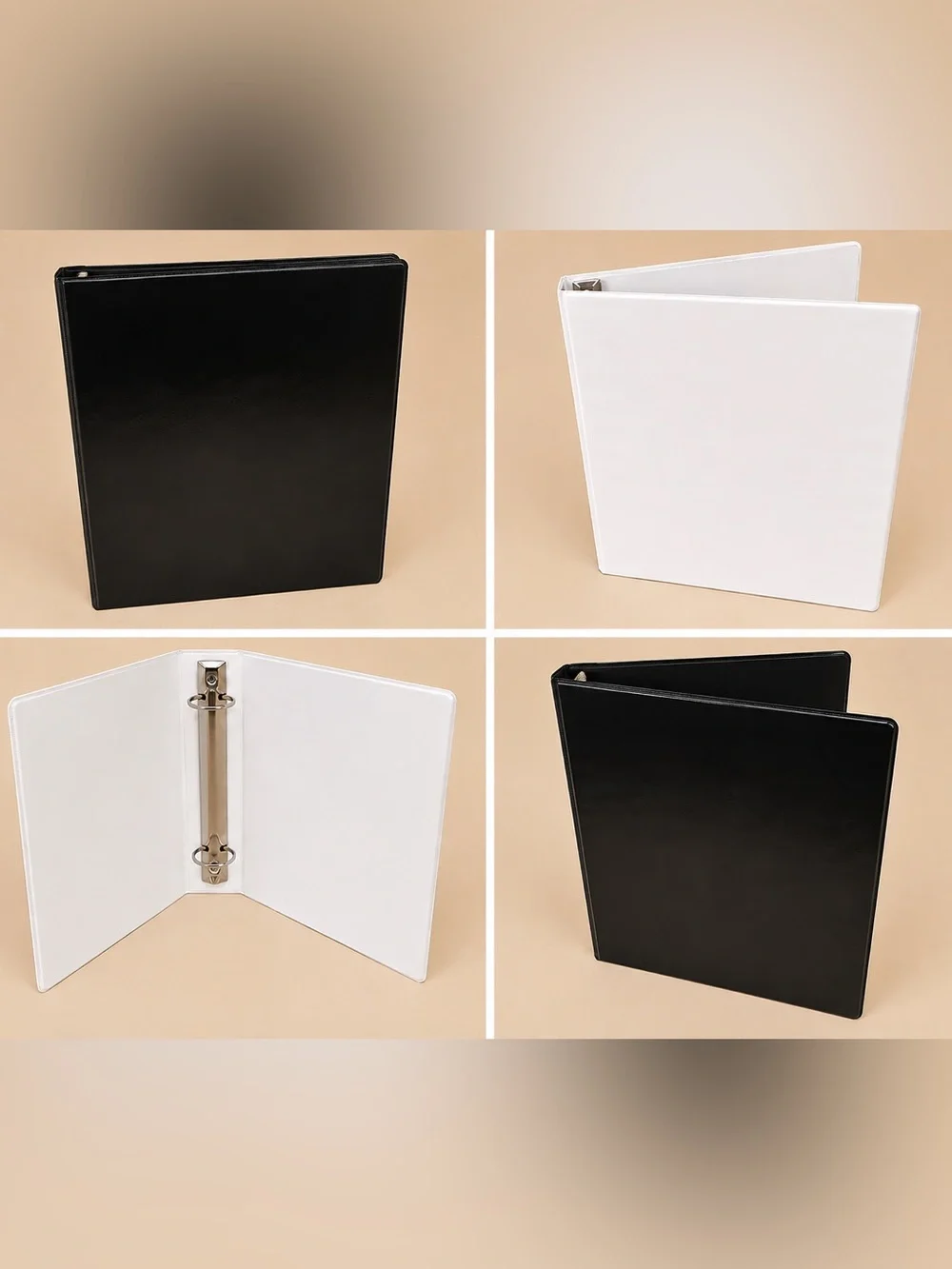 Set of 4 Black & White- 2-3.5 inch- 3 Ring Binders